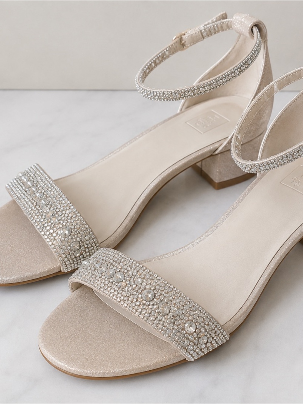 Rhinestone Ankle-Strap Sandals in Champagne - Picture 1 of 1